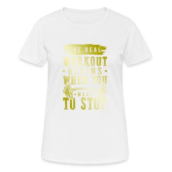 workout fitness - Frauen T-Shirt atmungsaktiv - Weiß - Vorne - AI Model Female 172 dark (172cm)