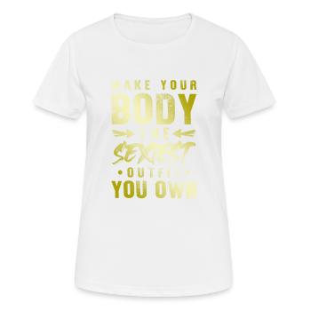 sexy body fitness - Women's Breathable T-Shirt - white - Front - AI Model Female 172 dark (172cm)