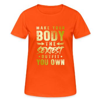 sexy body fitness - Women's Breathable T-Shirt - neon orange - Front - AI Model Female 172 dark (172cm)