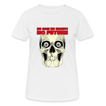 Totenkopf No gas, no money, no future - Frauen T-Shirt atmungsaktiv - Weiß - Vorne - AI Model Female 172 dark (172cm)
