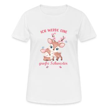 Ich werde eine große Schwester 2023 kleine Hirsche - Frauen T-Shirt atmungsaktiv - Weiß - Vorne - AI Model Female 172 dark (172cm)