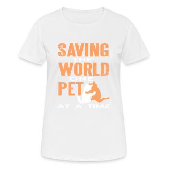 Sauver le monde un animal à la fois Design rétro - T-shirt respirant Femme - blanc - Devant - AI Model Female 172 dark (172cm)