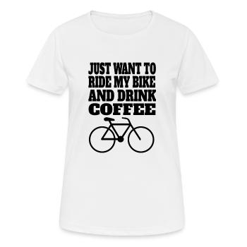 Fahrrad Radeln Mountainbike Kaffee Radfahren - Frauen T-Shirt atmungsaktiv - Weiß - Vorne - AI Model Female 172 dark (172cm)