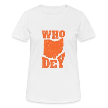 Who Dey Für Alle Fußballfans - Frauen T-Shirt atmungsaktiv - Weiß - Vorne - AI Model Female 172 dark (172cm)