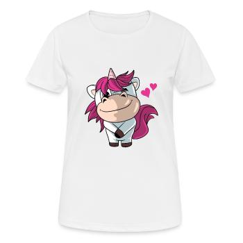Mignonne licorne avec des cœurs - T-shirt respirant Femme - blanc - Devant - AI Model Female 172 dark (172cm)