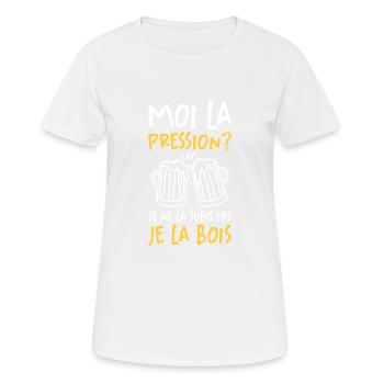 Moi La Pression Je Ne La Subis Pas Je La Bois - T-shirt respirant Femme - blanc - Devant - AI Model Female 172 dark (172cm)