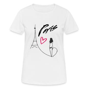 One Line Drawing Frau Eiffelturm Paris Herz - Frauen T-Shirt atmungsaktiv - Weiß - Vorne - AI Model Female 172 dark (172cm)