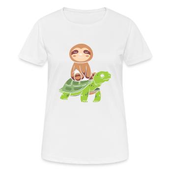 Drôle de tortue de mer Tortue de mer Eau de mer - T-shirt respirant Femme - blanc - Devant - AI Model Female 172 dark (172cm)