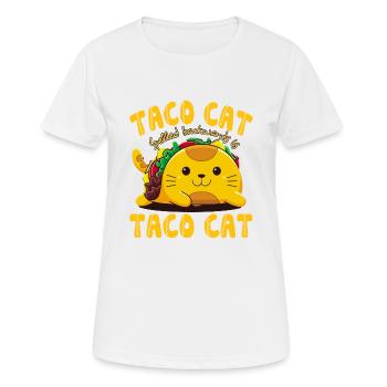 Funny Cute Tacocat Taco Cat Spelled Backward - Women's Breathable T-Shirt - white - Front - AI Model Female 172 dark (172cm)