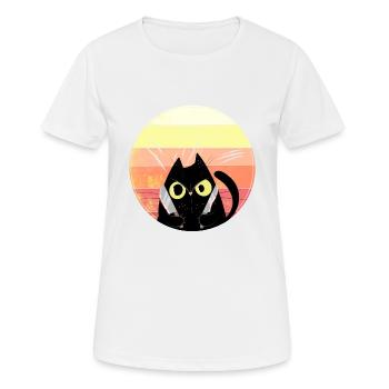Verrückte Katze mit Messern - Frauen T-Shirt atmungsaktiv - Weiß - Vorne - AI Model Female 172 dark (172cm)
