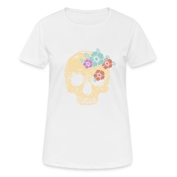 Old school inspired flower skull design - Women's Breathable T-Shirt - white - Front - AI Model Female 172 dark (172cm)