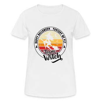 Happy Halloween Team Hexe "Heute Abend fliegen wir" - Frauen T-Shirt atmungsaktiv - Weiß - Vorne - AI Model Female 172 dark (172cm)