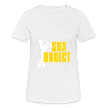 SAX Addict Retro Funny Jazz & Blues Lover T-Shirt - Women's Breathable T-Shirt - white - Front - AI Model Female 172 dark (172cm)