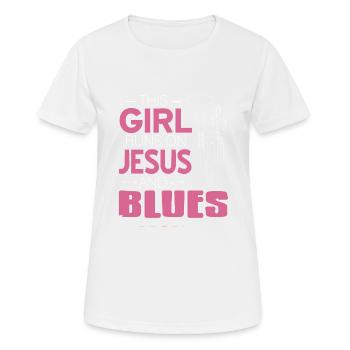 This Girl Runs On Jesus & Blues Cool Retro - Women's Breathable T-Shirt - white - Front - AI Model Female 172 dark (172cm)
