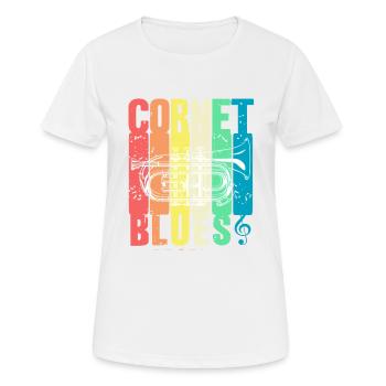 Retro Vintage Cornet BLUES Awesome Blues Lover - Women's Breathable T-Shirt - white - Front - AI Model Female 172 dark (172cm)