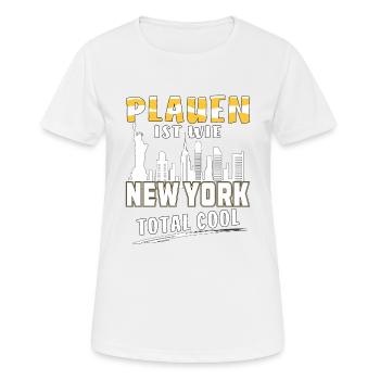 PLAUEN IST WIE NEW YORK - Frauen T-Shirt atmungsaktiv - Weiß - Vorne - AI Model Female 172 dark (172cm)