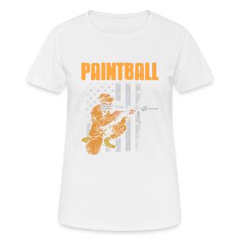 Retro Patriotic Baller Cool Paintball Player - Women's Breathable T-Shirt - white - Front - AI Model Female 172 dark (172cm)