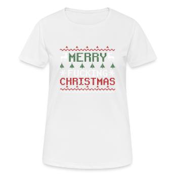 Noël moche Blagues sales Vacances - T-shirt respirant Femme - blanc - Devant - AI Model Female 172 dark (172cm)