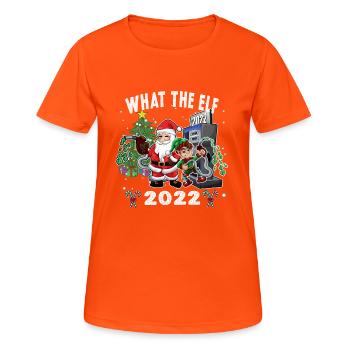 Qu’est-ce que le Père Noël Elf et la pompe à essence Elf - T-shirt respirant Femme - orange néon - Devant - AI Model Female 172 dark (172cm)
