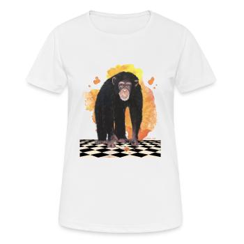 Schimpanse - Frauen T-Shirt atmungsaktiv - Weiß - Vorne - AI Model Female 172 dark (172cm)