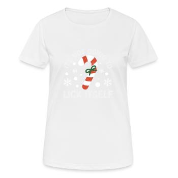 Es wird sich nicht selbst lecken Weihnachten - Frauen T-Shirt atmungsaktiv - Weiß - Vorne - AI Model Female 172 dark (172cm)