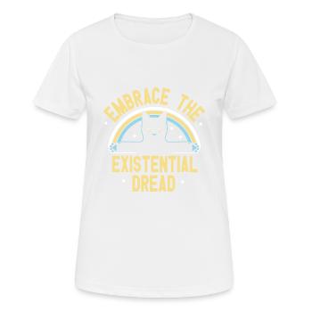 Umarme die Existential Dread Cat - liebe Katzen - Frauen T-Shirt atmungsaktiv - Weiß - Vorne - AI Model Female 172 dark (172cm)