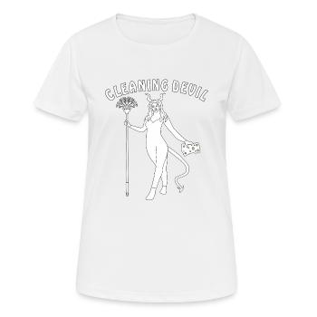 CLEANING DEVIL - Frauen T-Shirt atmungsaktiv - Weiß - Vorne - AI Model Female 172 dark (172cm)