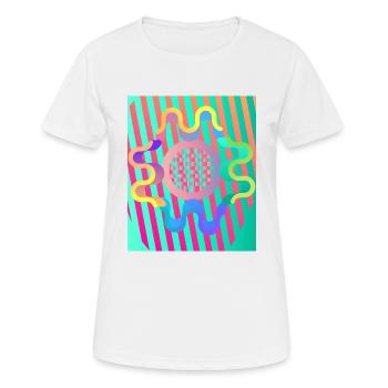 Moderne Kunst Grafik-Design 4 formen Linien Farben - Frauen T-Shirt atmungsaktiv - Weiß - Vorne - AI Model Female 172 dark (172cm)