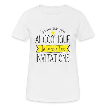 Je ne suis pas alcoolique je subis les invitations - T-shirt respirant Femme - blanc - Devant - AI Model Female 172 dark (172cm)