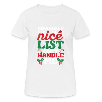Xmas Santa Weihnachten Offensichtlich kann die - Frauen T-Shirt atmungsaktiv - Weiß - Vorne - AI Model Female 172 dark (172cm)