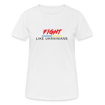 Combattez comme les Ukrainiens - T-shirt respirant Femme - blanc - Devant - AI Model Female 172 dark (172cm)