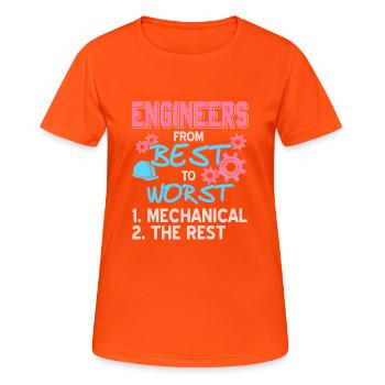 Best Engineer Ranking Funny Mechanical Engineer - Women's Breathable T-Shirt - neon orange - Front - AI Model Female 172 dark (172cm)