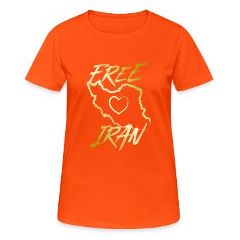 Free Iran Love Peace - Women's Breathable T-Shirt - neon orange - Front - AI Model Female 172 dark (172cm)