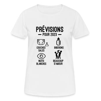 annonce grossesse prévisions 2023 futur parent - T-shirt respirant Femme - blanc - Devant - AI Model Female 172 dark (172cm)