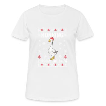 Honking through the snow Honking Christmas Goose Xmas - Women's Breathable T-Shirt - white - Front - AI Model Female 172 dark (172cm)