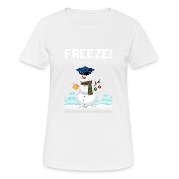 Policier Bonhomme de neige Police Navidad Policier Noël - T-shirt respirant Femme - blanc - Devant - AI Model Female 172 dark (172cm)