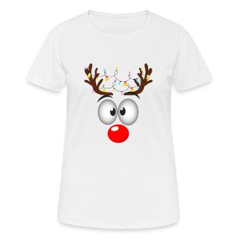 Lustige schielende Rentiergesicht Weihnachtsferien - Frauen T-Shirt atmungsaktiv - Weiß - Vorne - AI Model Female 172 dark (172cm)