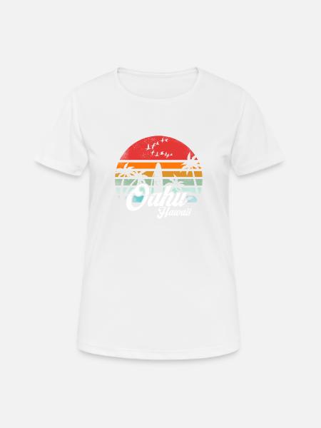 Oahu Hawaii Retro Vintage Hawaiian Beach Surfing - Women's Breathable T-Shirt - white