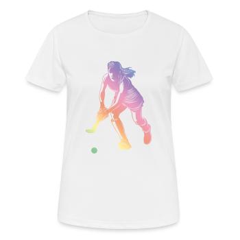Silhouette de sport de hockey sur gazon - T-shirt respirant Femme - blanc - Devant - AI Model Female 172 dark (172cm)