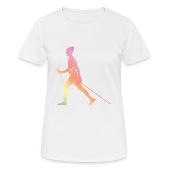 Silhouette de marche nordique - T-shirt respirant Femme - blanc - Devant - AI Model Female 172 dark (172cm)