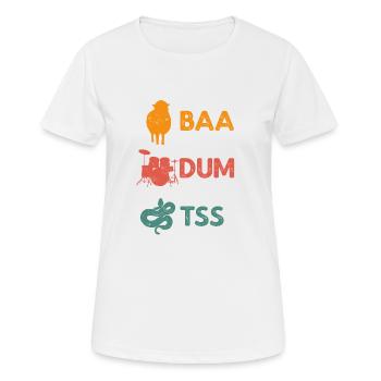 Drôle de jeu de mots Baa Dum Tss Retro Shirt - T-shirt respirant Femme - blanc - Devant - AI Model Female 172 dark (172cm)