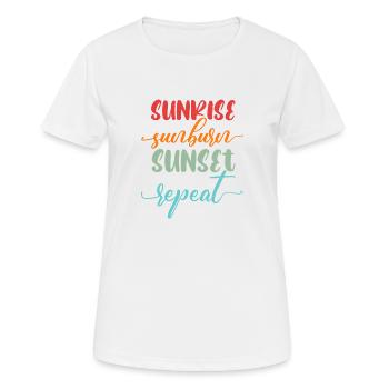 Lever de soleil Coup de soleil Coucher de soleil Répéter Hawaii Beach Été - T-shirt respirant Femme - blanc - Devant - AI Model Female 172 dark (172cm)