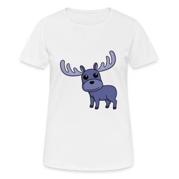 Elch Comic Tier - Frauen T-Shirt atmungsaktiv - Weiß - Vorne - AI Model Female 172 dark (172cm)