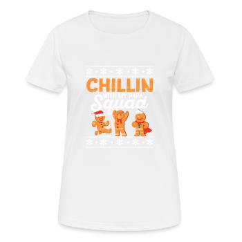 Chillin avec mon para Squad Gingerbread Man Noël - T-shirt respirant Femme - blanc - Devant - AI Model Female 172 dark (172cm)