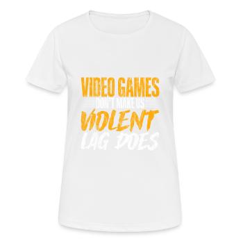 Les jeux vidéo ne nous rendent pas violents, le décalage fait 4 - T-shirt respirant Femme - blanc - Devant - AI Model Female 172 dark (172cm)