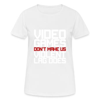 Les jeux vidéo ne nous rendent pas violents, le décalage fait 3 - T-shirt respirant Femme - blanc - Devant - AI Model Female 172 dark (172cm)