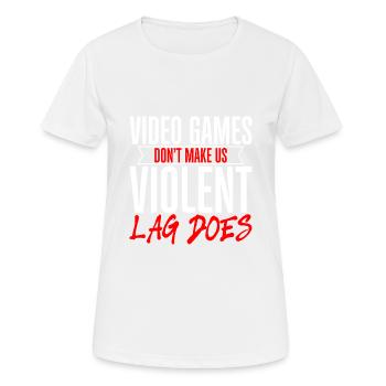 Les jeux vidéo ne nous rendent pas violents, le décalage fait 2 - T-shirt respirant Femme - blanc - Devant - AI Model Female 172 dark (172cm)