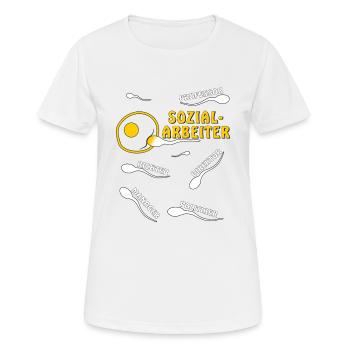 TRAVAILLEUR SOCIAL - T-shirt respirant Femme - blanc - Devant - AI Model Female 172 dark (172cm)