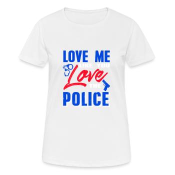 Aime-moi comme tu aimes la police cool retro - T-shirt respirant Femme - blanc - Devant - AI Model Female 172 dark (172cm)