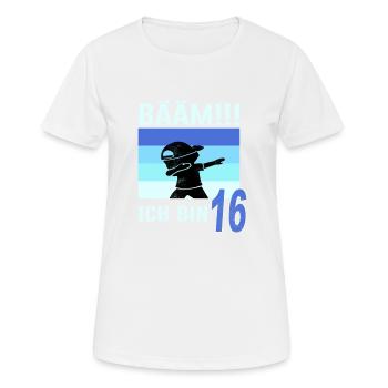 16. Geburtstag 16 Jahre Bääm Sechzehn Geschenk - Frauen T-Shirt atmungsaktiv - Weiß - Vorne - AI Model Female 172 dark (172cm)
